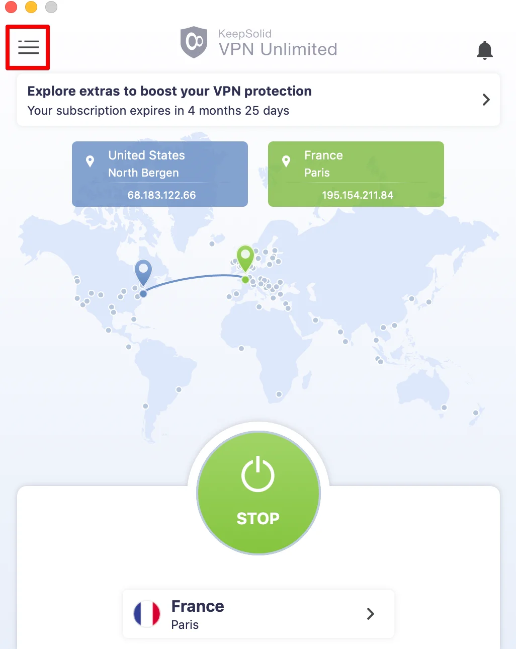 Menu icon of KeepSolid VPN Unlimited on macOS