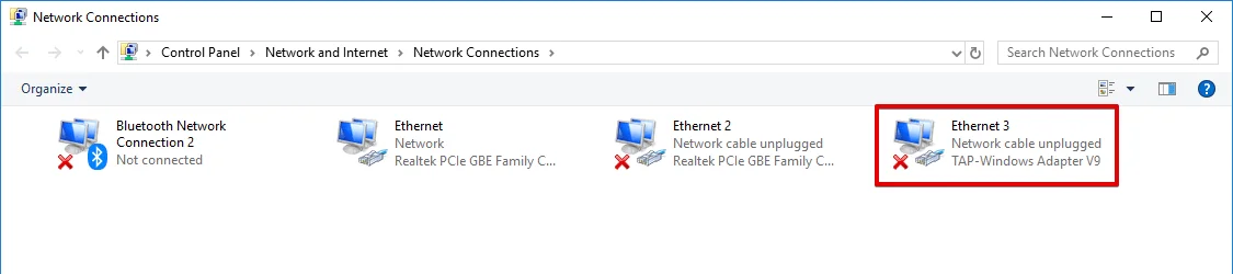 How to install VPN App on Windows 10 - When installed Tap Adapter, it can be found at Network Connections