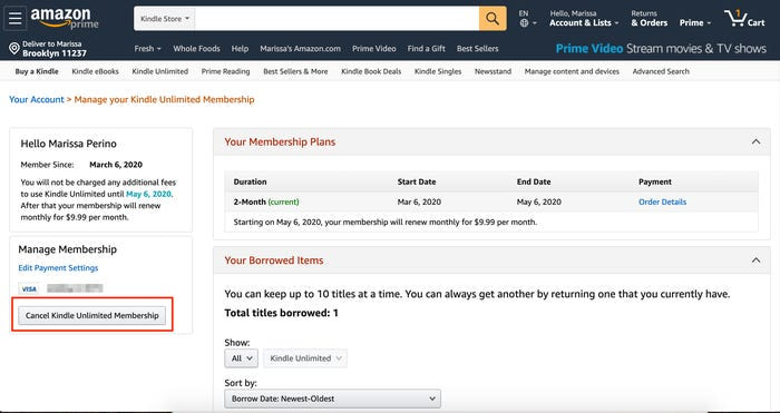 Cancel Kindle Unlimited