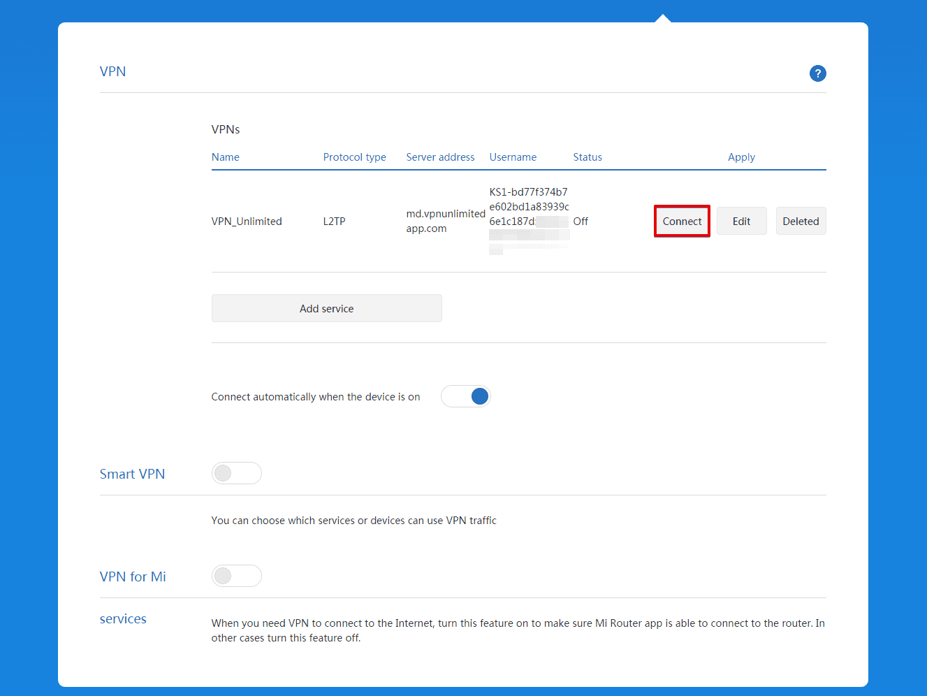 Connect to a VPN server on your Xiaomi router