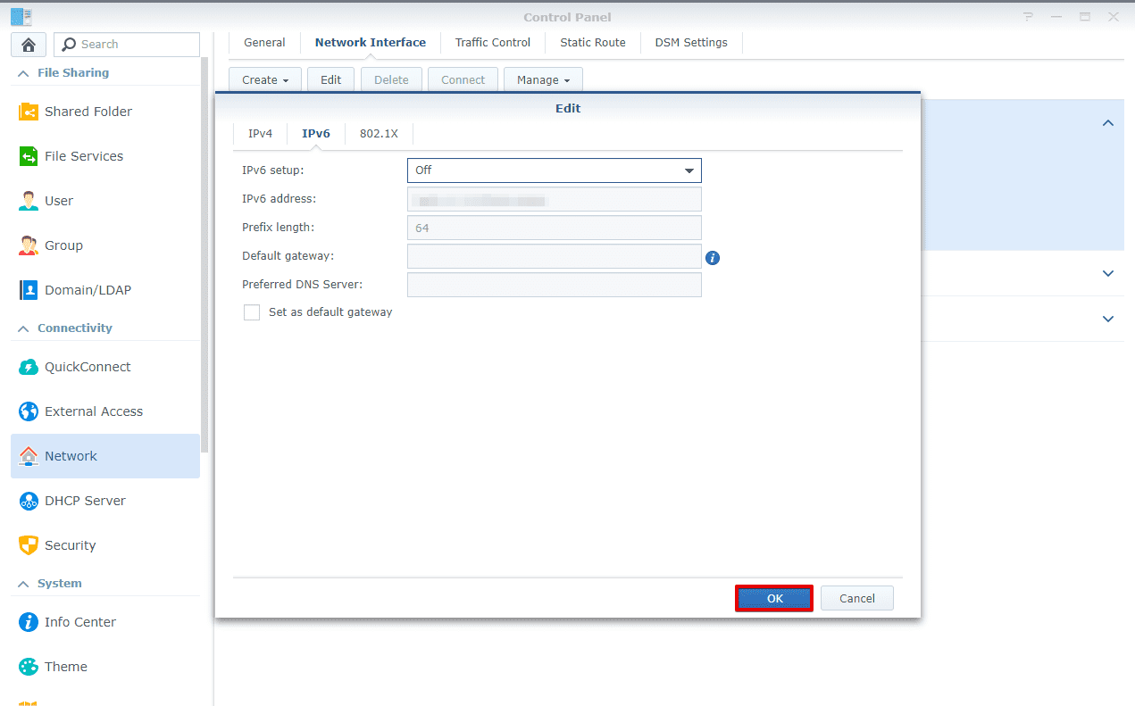 VPN on Synology, disabling IPv6